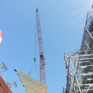 平电三期#5机组脱销系统SCR反应器壳体开始安装